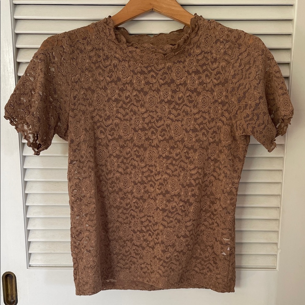 Sheer Lace Brown Top
